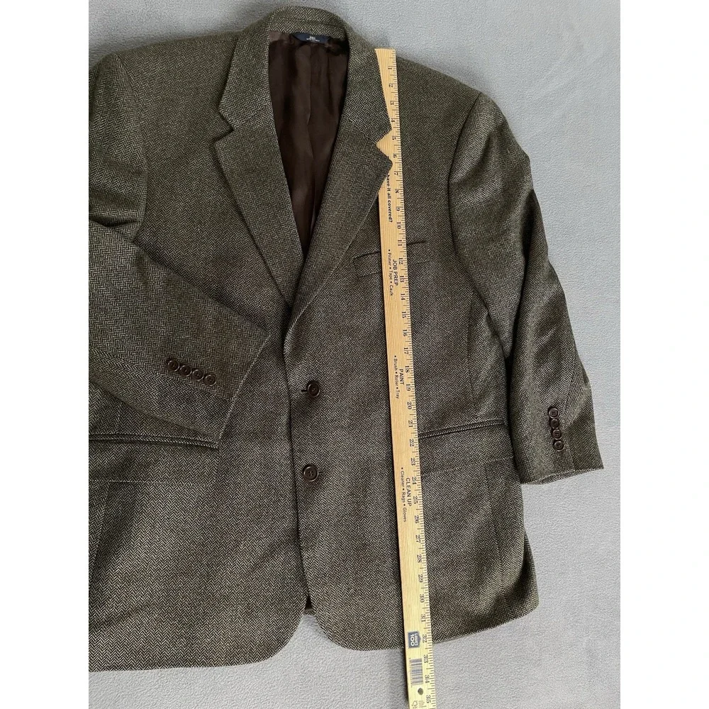 Brooks‎ Brothers 346 Men 46R Brown Herringbone Sport Blazer 100 Lambswool